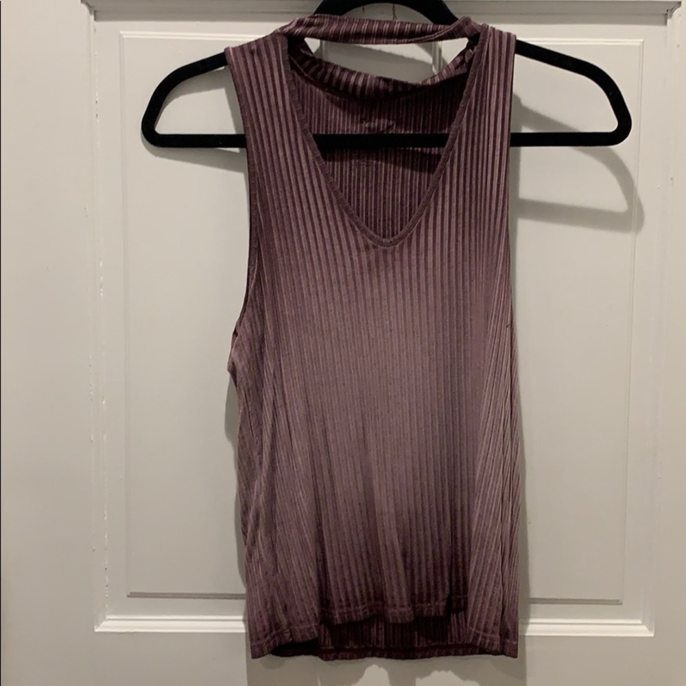 American Eagle purple tank with neck cutout